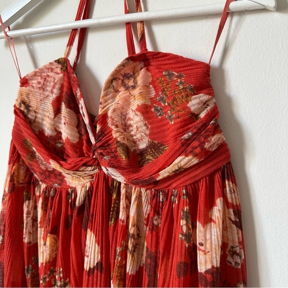 Free People Red Floral Mirage Mini Dress Tunic Top Size M - Picture 6 of 9